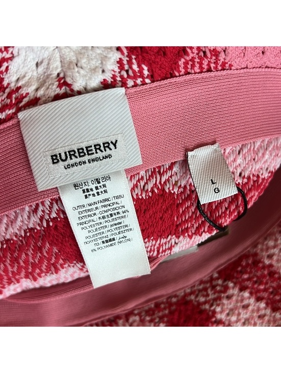NEW Burberry Knitted Check Bucket Hat, Pink IP Check, Size L, New with Tag $890 main image 4